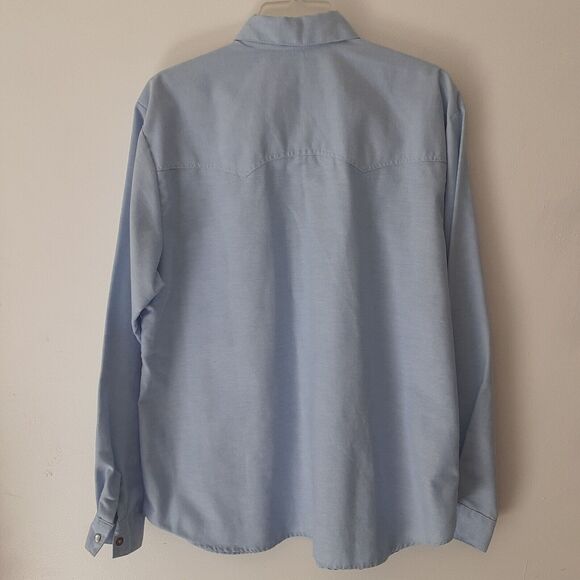 Vtg Roper Mens 18 Pearl Snap Blue Long Sleeve Shirt Made USA Western Cowboy - Picture 7 of 9